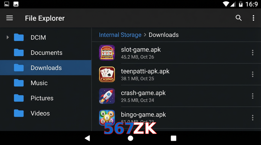 Main screen of 567ZK gameapk page for PK players
