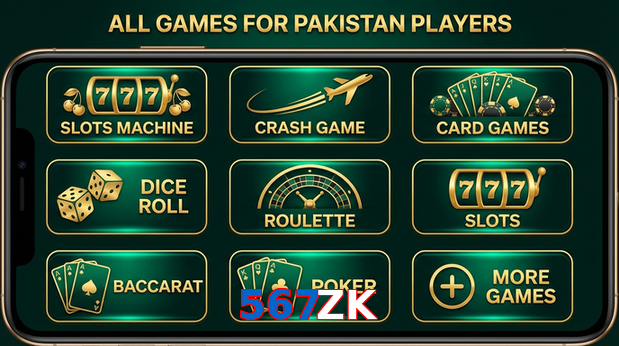 Main screen of 567ZK games page for PK players